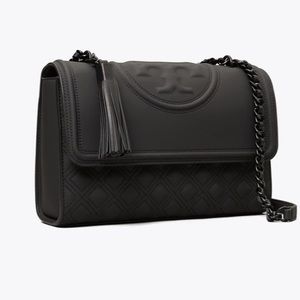 Tory Burch black matte Fleming bag